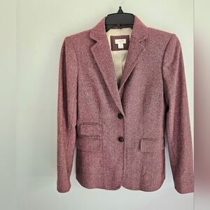 J Crew Wool Herringbone Classic Blazer Burgundy